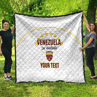 White diamond-quilted blanket featuring Venezuela emblem, “La Vinotinto” and “YOUR TEXT”
