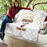 White quilt displayed with Venezuela emblem, “La Vinotinto” and “YOUR TEXT”