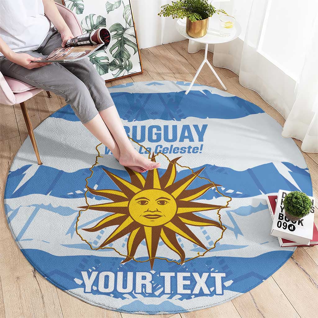 Custom Uruguay Football Round Carpet Vamo La Celeste