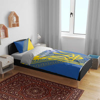 Custom Ukraine Football Bedding Set Go Blue And Yellow Folk Pattern