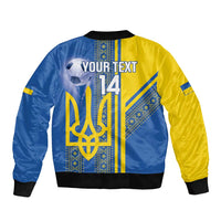 Custom Ukraine Football Bomber Jacket Go Blue And Yellow Folk Pattern