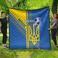 Custom Ukraine Football Quilt Go Blue And Yellow Folk Pattern