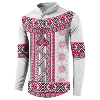 Ukraine Button Sweatshirt Traditional Braided Rope Belt Pink Folk Pattern