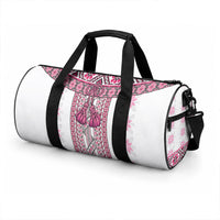 Ukraine Duffle Bag Traditional Braided Rope Belt Pink Folk Pattern