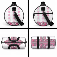Ukraine Duffle Bag Traditional Braided Rope Belt Pink Folk Pattern