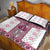 Ukraine Quilt Bed Set Traditional Braided Rope Belt Pink Folk Pattern