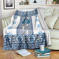 Ukraine Blanket Traditional Braided Rope Belt Blue Folk Pattern