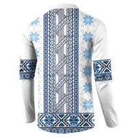 Ukraine Button Sweatshirt Traditional Braided Rope Belt Blue Folk Pattern