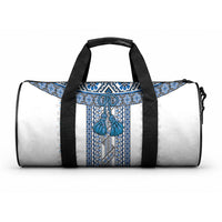 Ukraine Duffle Bag Traditional Braided Rope Belt Blue Folk Pattern