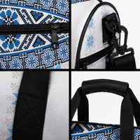 Ukraine Duffle Bag Traditional Braided Rope Belt Blue Folk Pattern