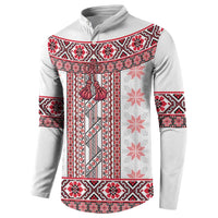 Ukraine Button Sweatshirt Traditional Braided Rope Belt Red Folk Pattern