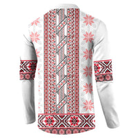 Ukraine Button Sweatshirt Traditional Braided Rope Belt Red Folk Pattern