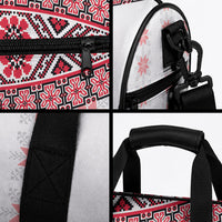 Ukraine Duffle Bag Traditional Braided Rope Belt Red Folk Pattern