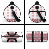 Ukraine Duffle Bag Traditional Braided Rope Belt Red Folk Pattern