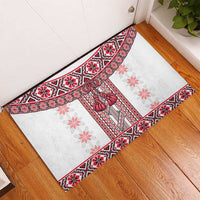 Ukraine Rubber Doormat Traditional Braided Rope Belt Red Folk Pattern