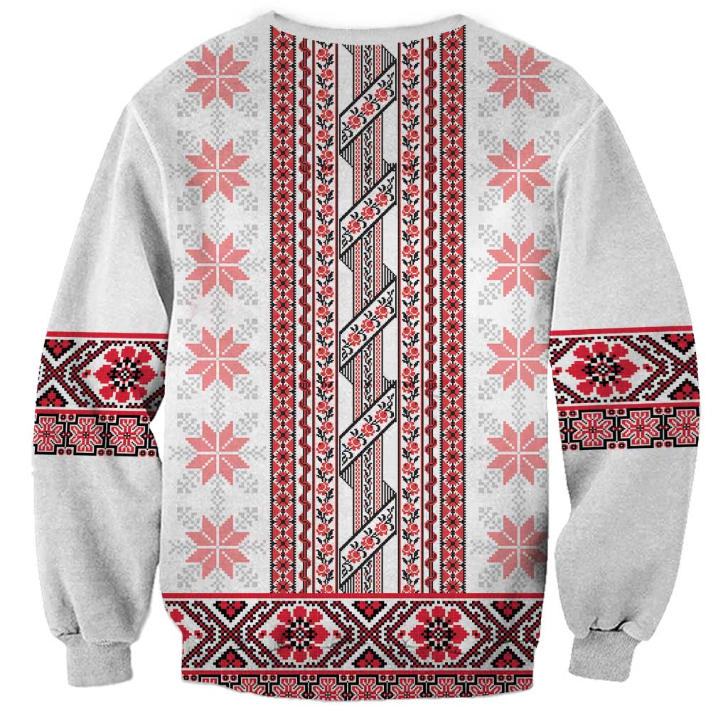 Ukraine Sweatshirt Traditional Braided Rope Belt Red Folk Pattern