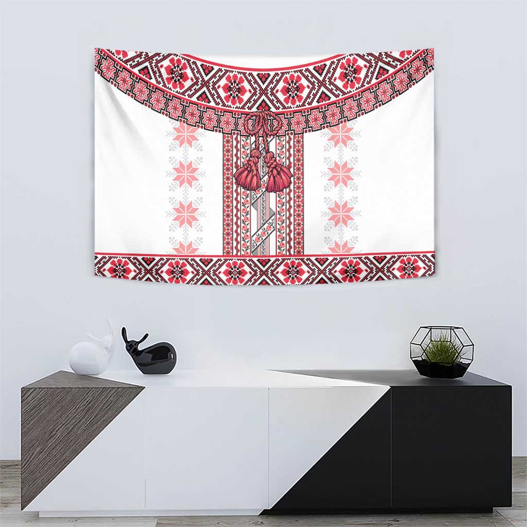 Ukraine Tapestry Traditional Braided Rope Belt Red Folk Pattern