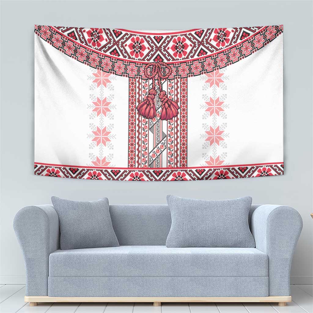 Ukraine Tapestry Traditional Braided Rope Belt Red Folk Pattern