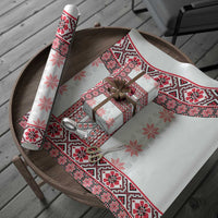 Ukraine Wrapping Paper Traditional Braided Rope Belt Red Folk Pattern - Wonder Print Shop