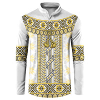 Ukraine Button Sweatshirt Traditional Braided Rope Belt Yellow Folk Pattern