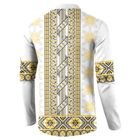 Ukraine Button Sweatshirt Traditional Braided Rope Belt Yellow Folk Pattern