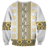 Ukraine Sweatshirt Traditional Braided Rope Belt Yellow Folk Pattern