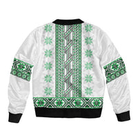 Ukraine Bomber Jacket Traditional Braided Rope Belt Green Folk Pattern