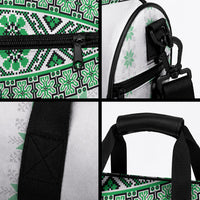 Ukraine Duffle Bag Traditional Braided Rope Belt Green Folk Pattern