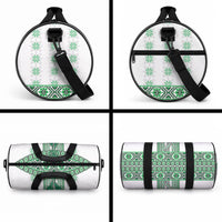 Ukraine Duffle Bag Traditional Braided Rope Belt Green Folk Pattern