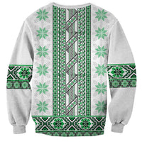 Ukraine Sweatshirt Traditional Braided Rope Belt Green Folk Pattern