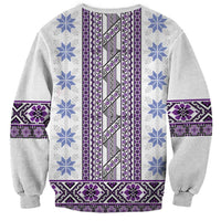 Ukraine Sweatshirt Traditional Braided Rope Belt Purple Folk Pattern