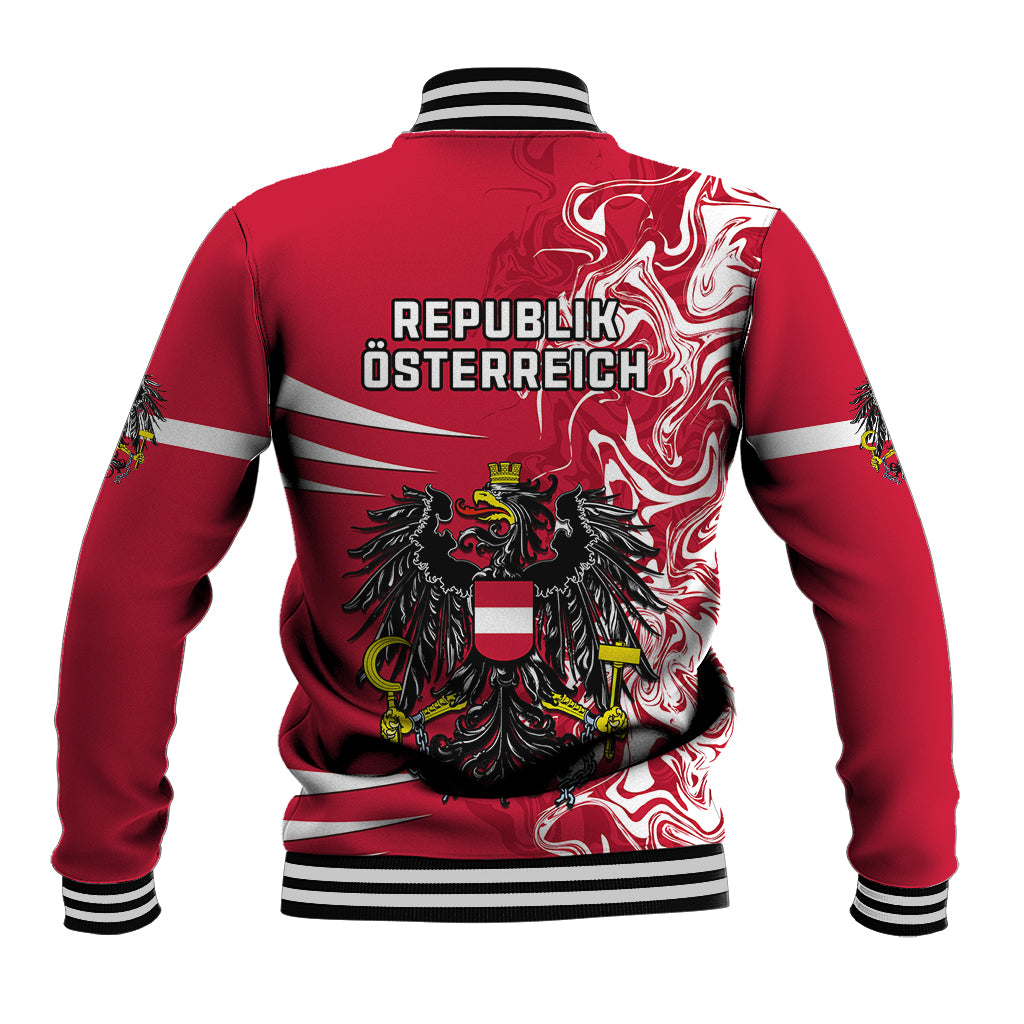 Red Austria baseball jacket with coat of arms and Republic Österreich print