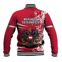 Red Austria baseball jacket with coat of arms and Republic Österreich print