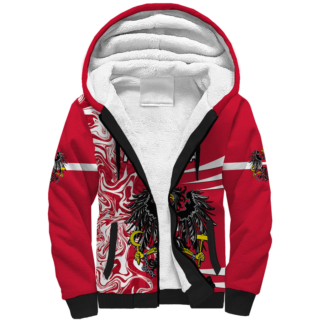 Austria Sherpa Hoodie Austrian Coat Of Arms Simple Style - Wonder Print Shop