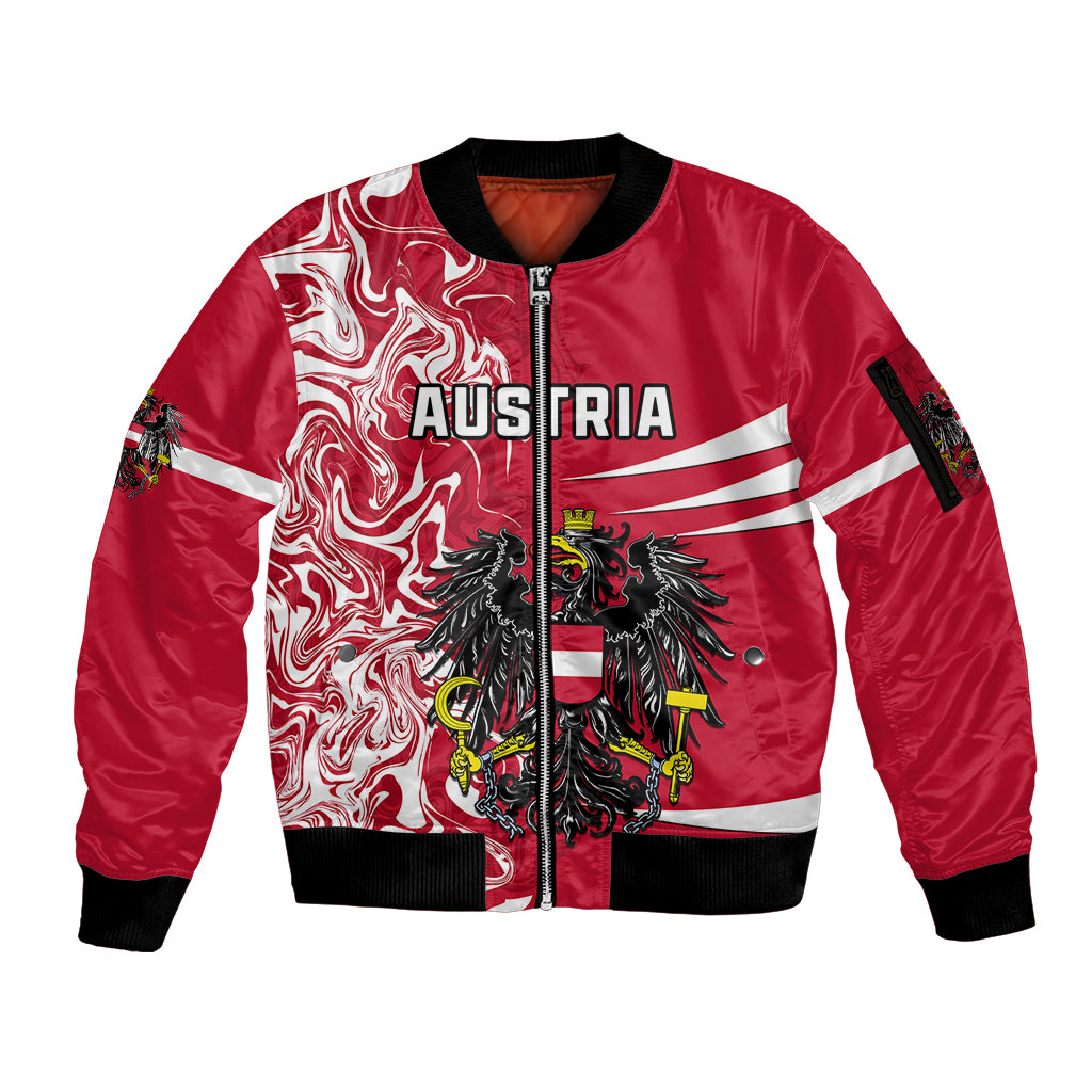 Austria Sleeve Zip Bomber Jacket Austrian Coat Of Arms Simple Style - Wonder Print Shop