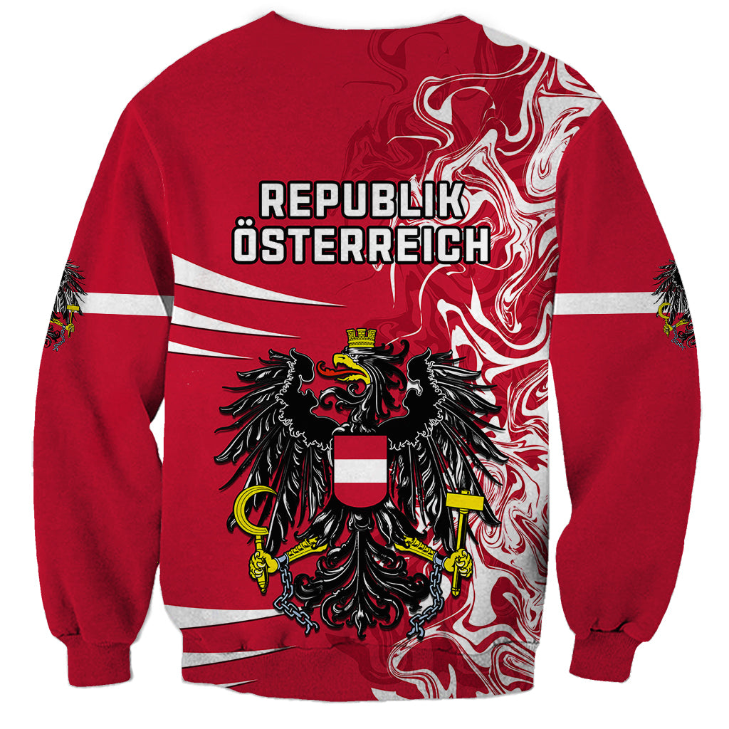 Red Austria sweatshirt with Austrian coat of arms graphic