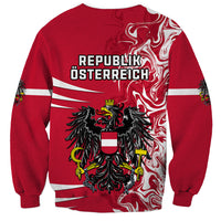 Red Austria sweatshirt with Austrian coat of arms graphic