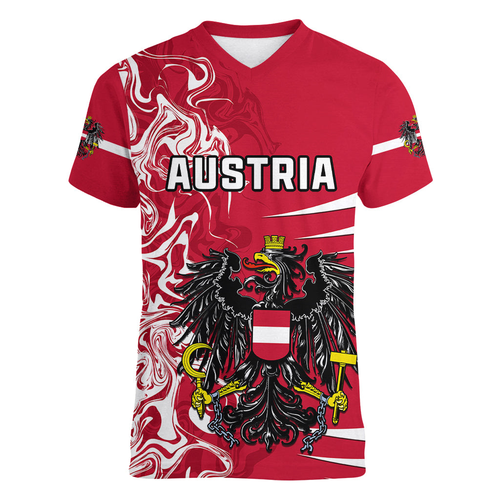 Personalised Austria Women V Neck T Shirt Austrian Coat Of Arms Simple Style - Wonder Print Shop