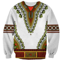Unisex crewneck sweatshirt with bold dashiki border in green, red, and gold