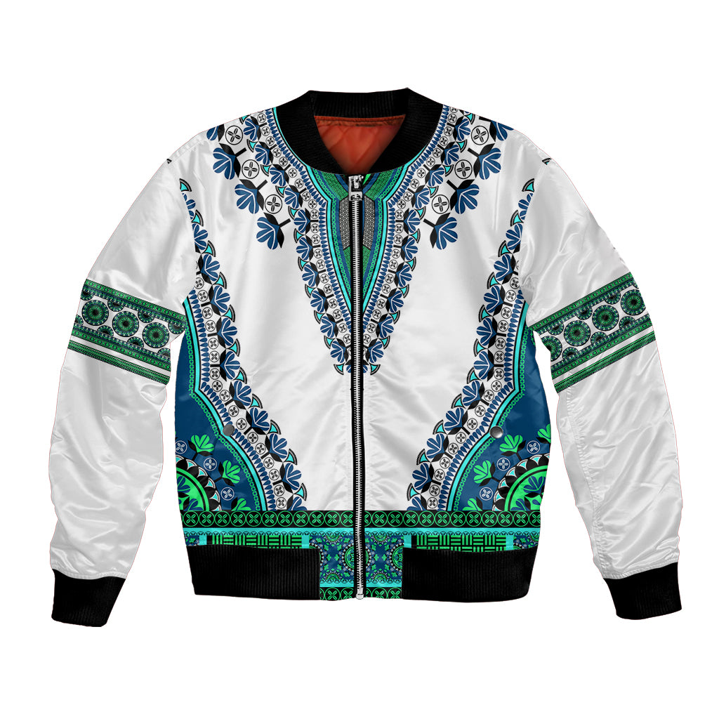 Africa Bomber Jacket African Dashiki Royal Turquoise Version - Wonder Print Shop