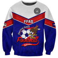 Unisex American football sweatshirt in blue and gray with red banner graphic