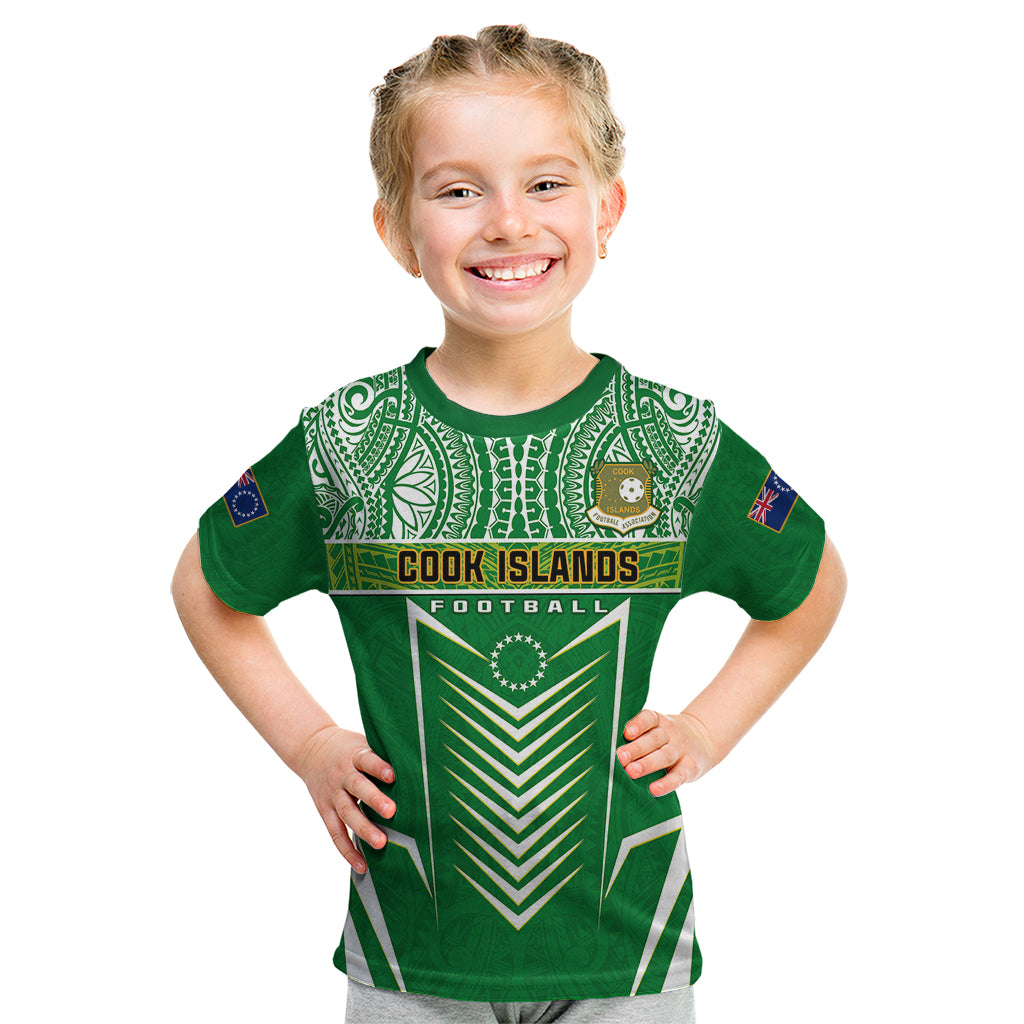 Cook Islands Football Kid T Shirt Go Kuki Airani Polynesian Sporty Style - Wonder Print Shop