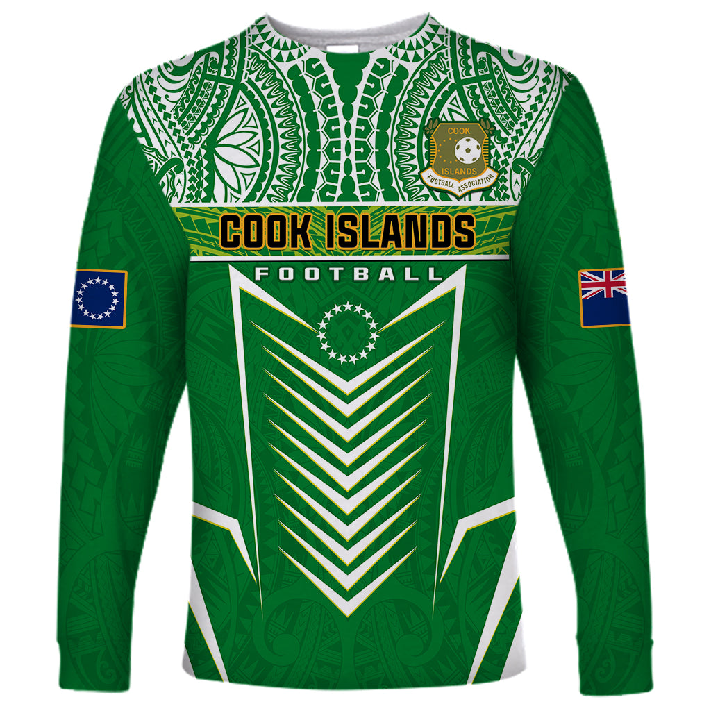 Cook Islands Football Long Sleeve Shirt Go Kuki Airani Polynesian Sporty Style - Wonder Print Shop