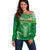 Cook Islands Football Off Shoulder Sweater Go Kuki Airani Polynesian Sporty Style - Wonder Print Shop