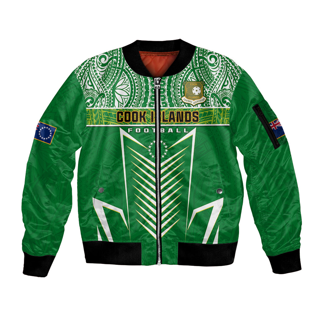 Cook Islands Football Sleeve Zip Bomber Jacket Go Kuki Airani Polynesian Sporty Style - Wonder Print Shop