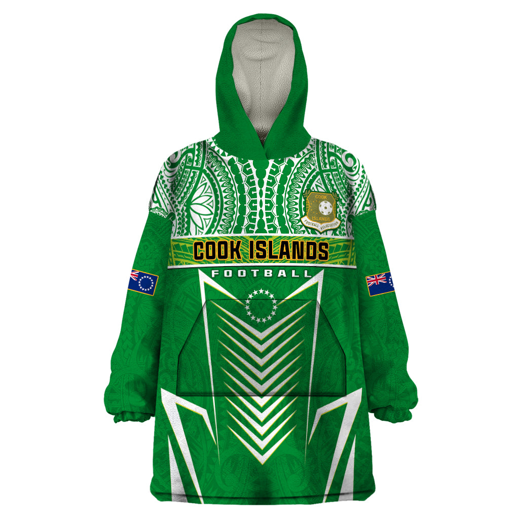 Cook Islands Football Wearable Blanket Hoodie Go Kuki Airani Polynesian Sporty Style - Wonder Print Shop