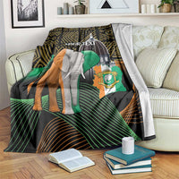 Ivory Coast elephant independence blanket with YOUR TEXT label and geometric pattern