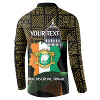 Black button sweatshirt with Ivory Coast flag graphic and YOUR TEXT