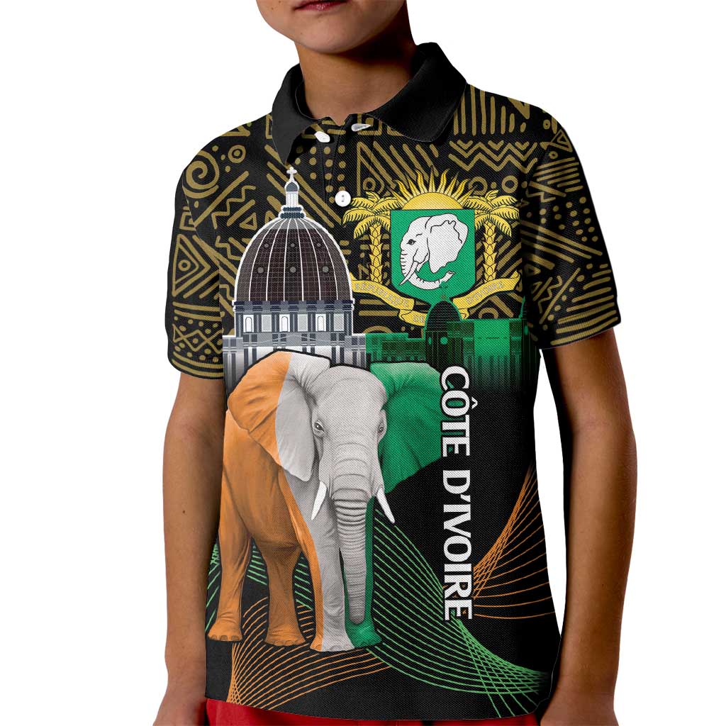 Personalized Cote dIvoire Independence Day Kid Polo Shirt Ivory Coast Elephant African Pattern - Wonder Print Shop