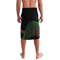 Black lavalava wrap skirt with green wave pattern